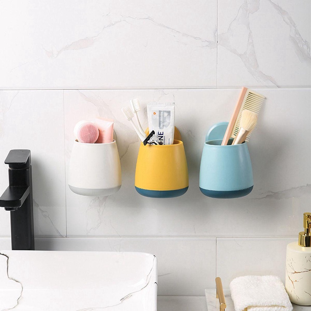 Giá Đỡ Bàn Chải Đánh Răng / Cọ Trang Điểm Gắn Tường Không Cần Đục