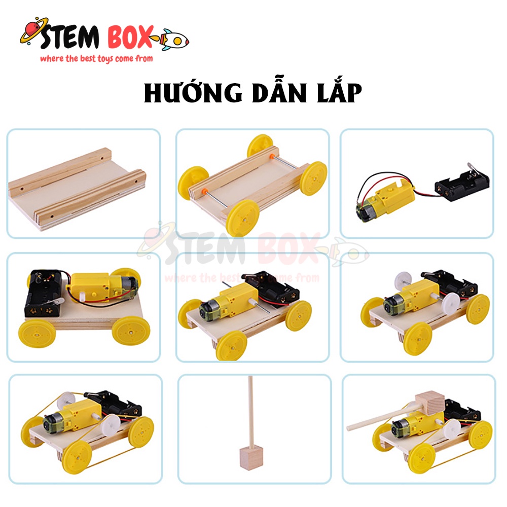 Đồ chơi khoa học sáng tạo STEM - Bộ lắp ghép xe tăng chạy pin - Trò chơi DIY