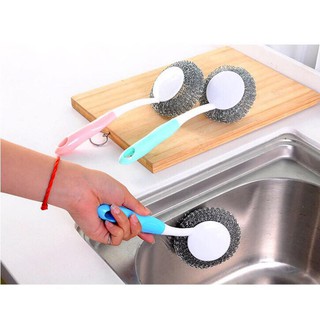 BÙI NHÙI THÉP CỌ XOONG NỒI CÓ TAY CẦM