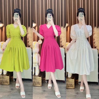 Váy xuông đan dây chiết eo fom to eo dưới 80cm