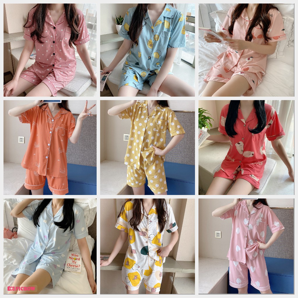 Pijama mặc ở nhà, Bộ Ngủ Nữ cotton ngắn tay nhiều màu CCCP06