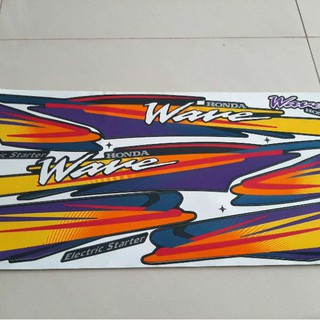 Bộ tem xe WAVE thái 100 màu vàng tím hàng thái