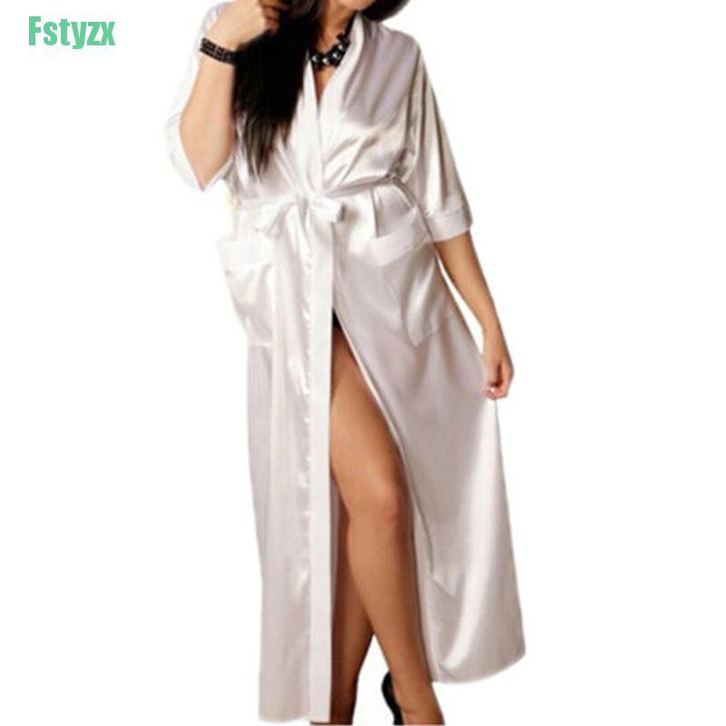 fstyzx Sexy Women Long Silk Kimono Dressing Gown Bath Robe Babydoll Lingerie Nightdress | BigBuy360 - bigbuy360.vn