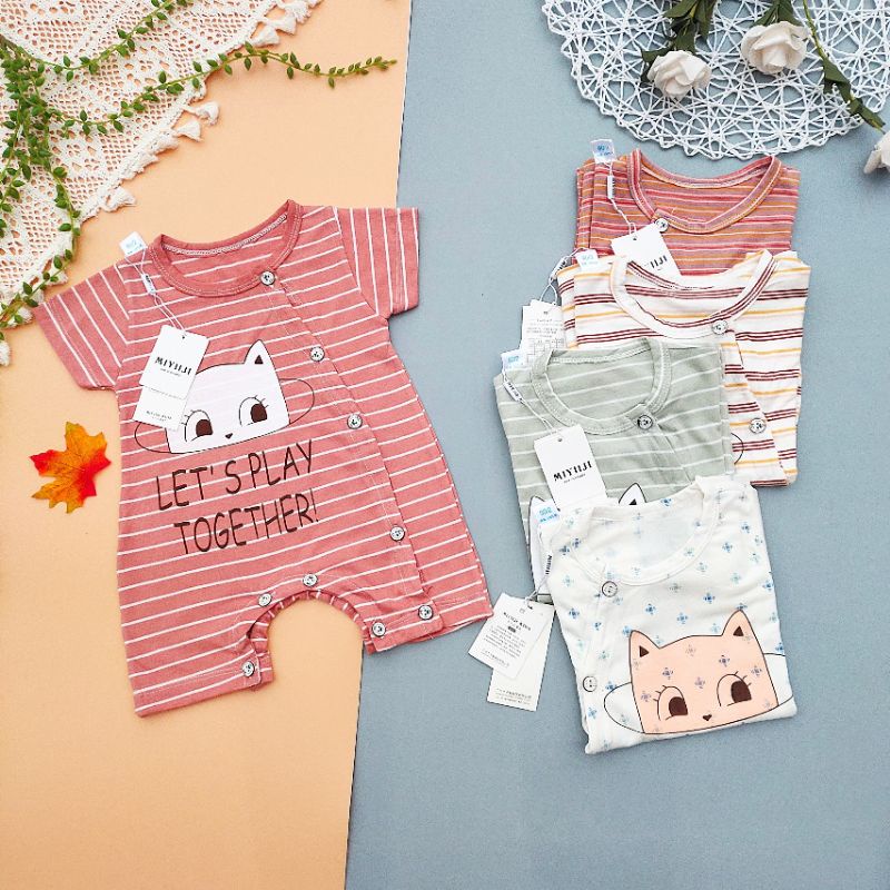 Bộ liền thân đùi thun lạnh cúc vạt cho bé sơ sinh
