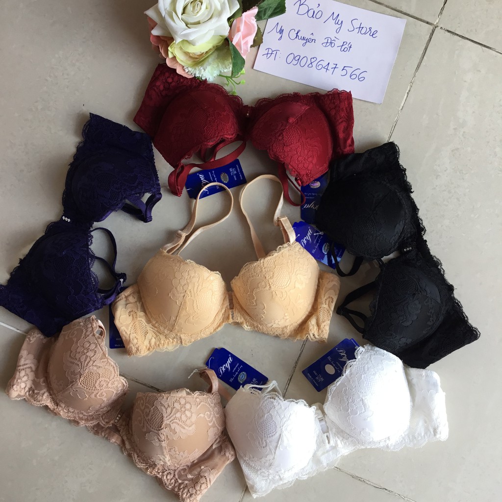 Áo ngực Boya cài trước ren mút mỏng ép 0,5cm có gọng hàng Việt Nam xuất khẩu