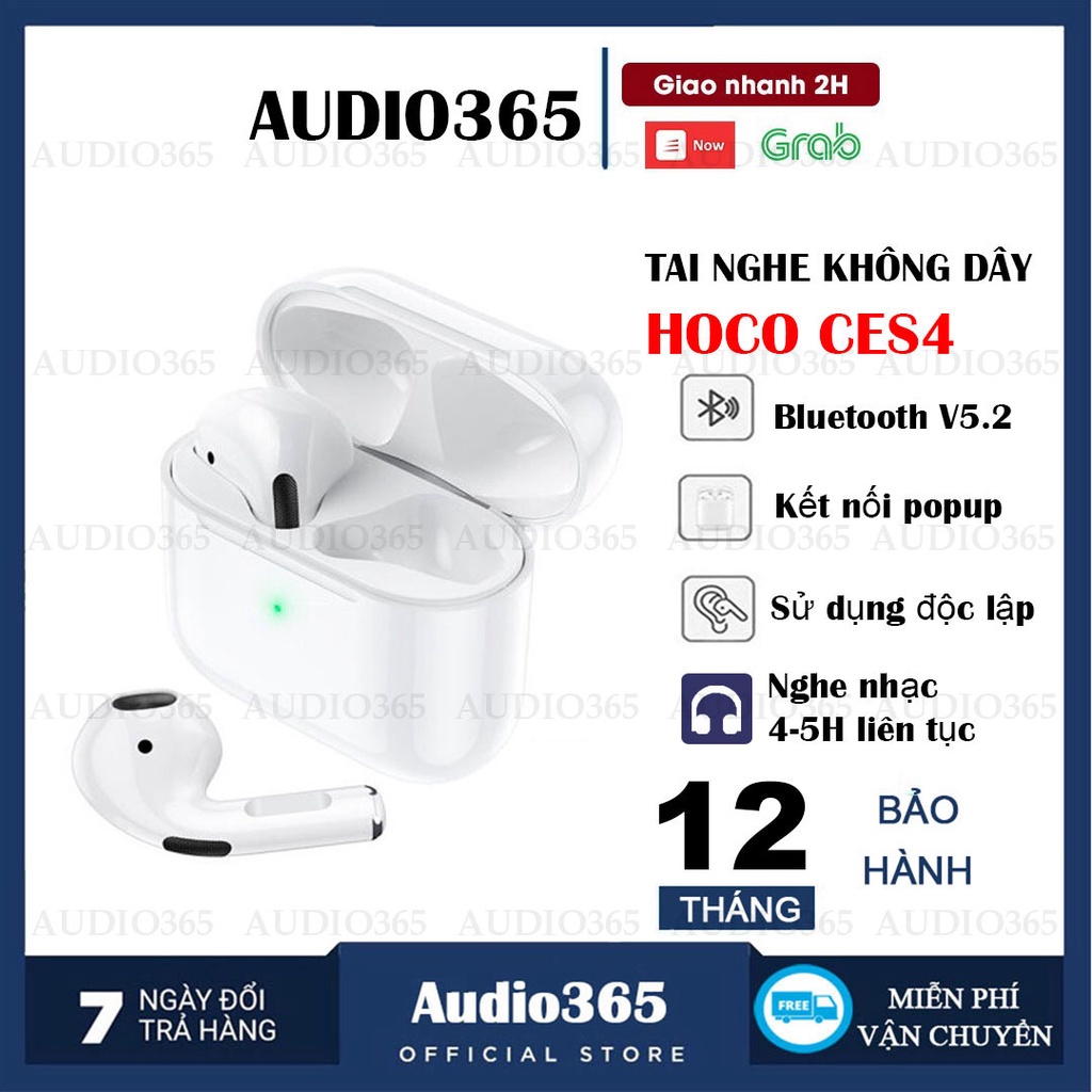 Tai nghe không dây Hoco CES4 V5.0, định vị, đổi tên, chạm cảm ứng, cửa sổ kết nối, pin 250mAh- Audio365