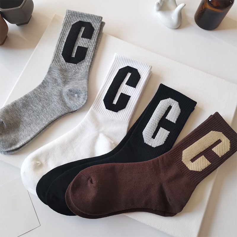 Vớ Thể Thao Cổ Cao Thoáng Khí In Chữ Thời Trang Thu Đông Cho Nam Và Nữ