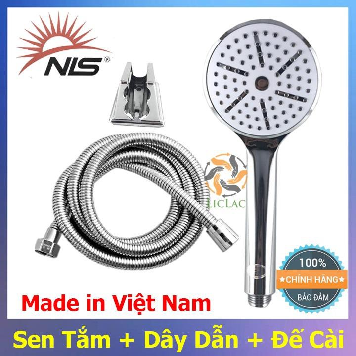 Bộ vòi sen tắm Như Lan San 526 kèm dây dẫn và đế cài - Bộ sen tăng áp chùm phun rộng 124 lỗ ( Made in Việt Nam )