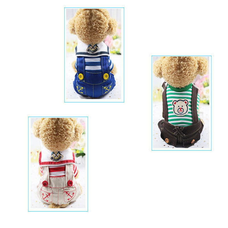 Mùa Xuân Và Mùa Hè Phong Cách Học Viện Hải Quân Thú Cưng Quần áo Bốn Chân Chất Liệu Cotton Tinh Khiết Chống Mài Mòn Và Dễ Dàng Mặc Và Cởi Quần áo