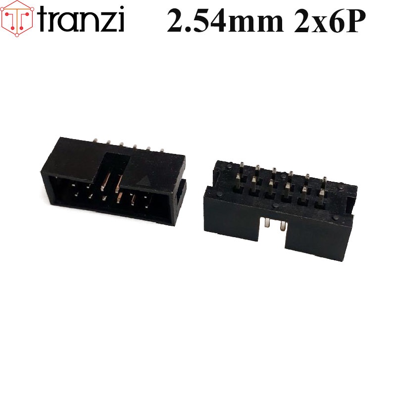 Giắc cắm header 2.54mm IDE IDC DC3 2x6P chân cắm thẳng đen - túi 10 cái