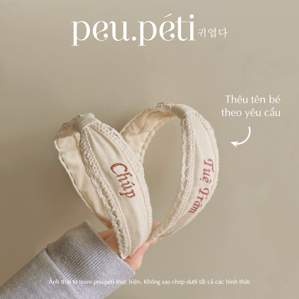 Turban hoặc Bờm thêu tên bé MÀU BEIGE style Hàn- peu.péti  GỬI TÊN BÉ VÀO TIN NHẮN OR GHI CHÚ BẠN NHÉ!!!
