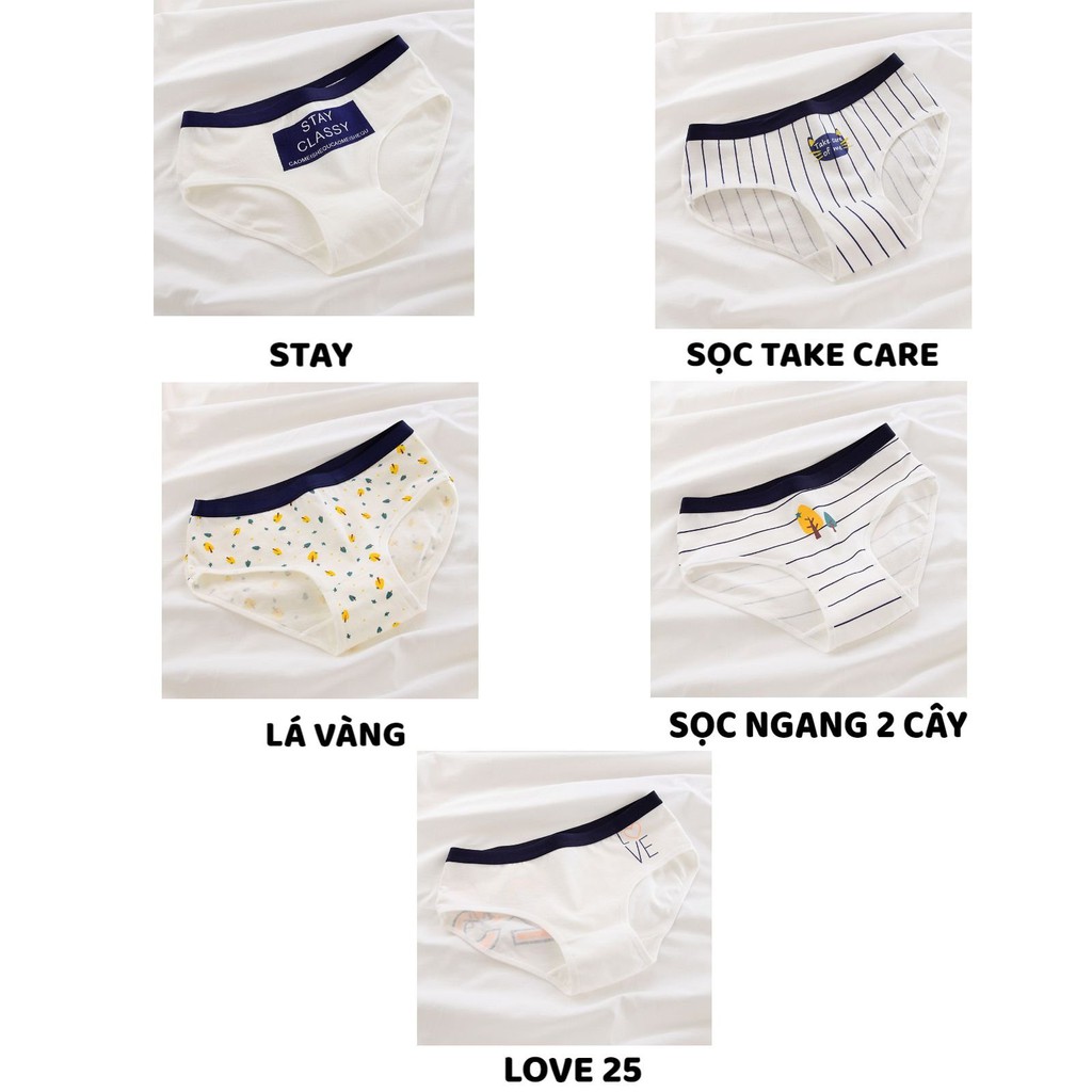 Quần Lót Nữ ❤️FREESHIP❤️ Quần Lót Nữ Cotton viền xanh phối họa tiết điệu đà cá tính mã 2250