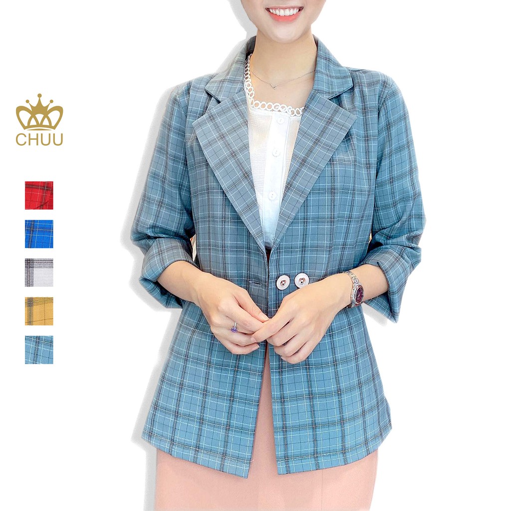 Áo khoác blazer nữ sang trọng họa tiết caro basic CHUU AK5032 | BigBuy360 - bigbuy360.vn