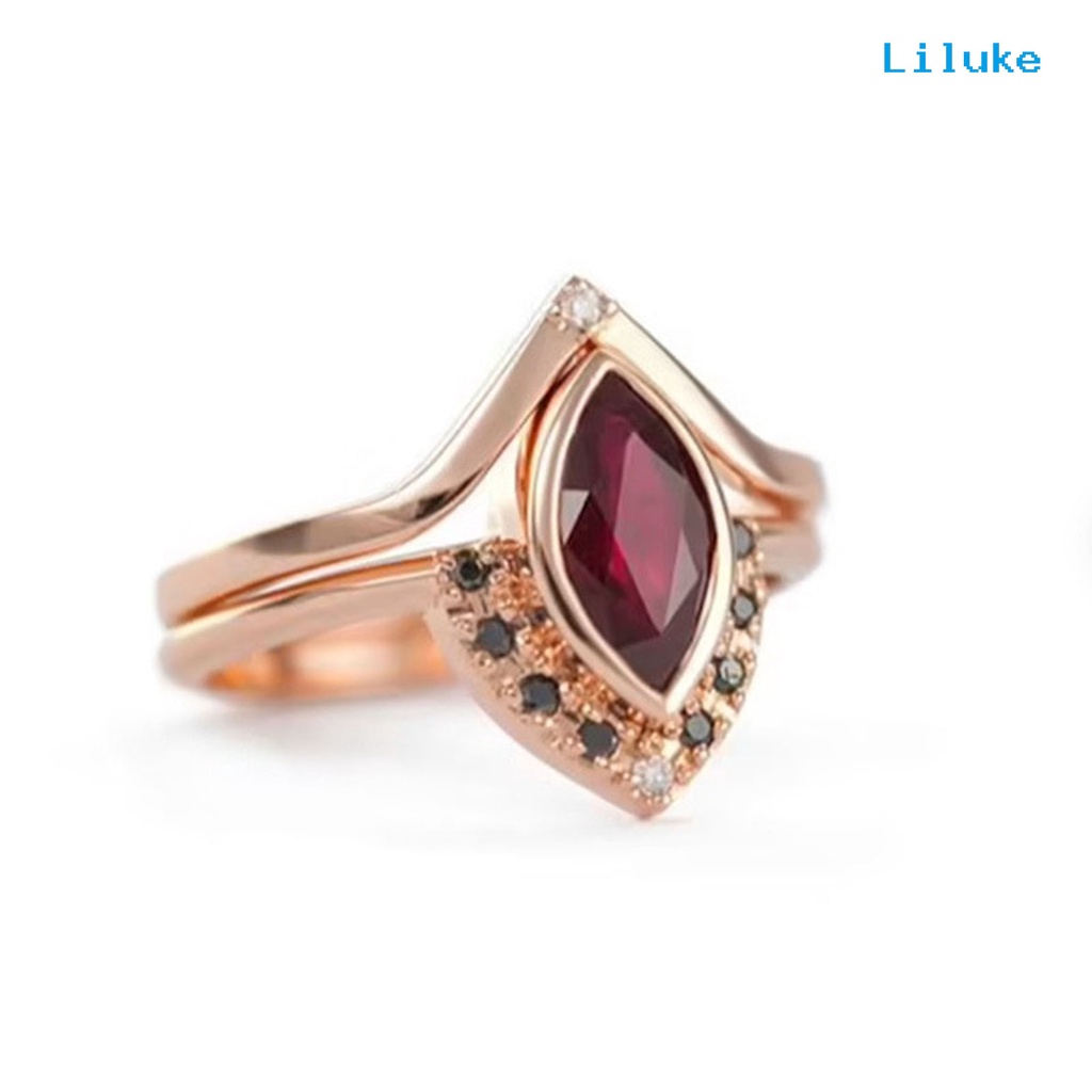 Bộ 2 Nhẫn Hợp Kim Đính Đá Nhân Tạo Thời Trang Cho Nữ