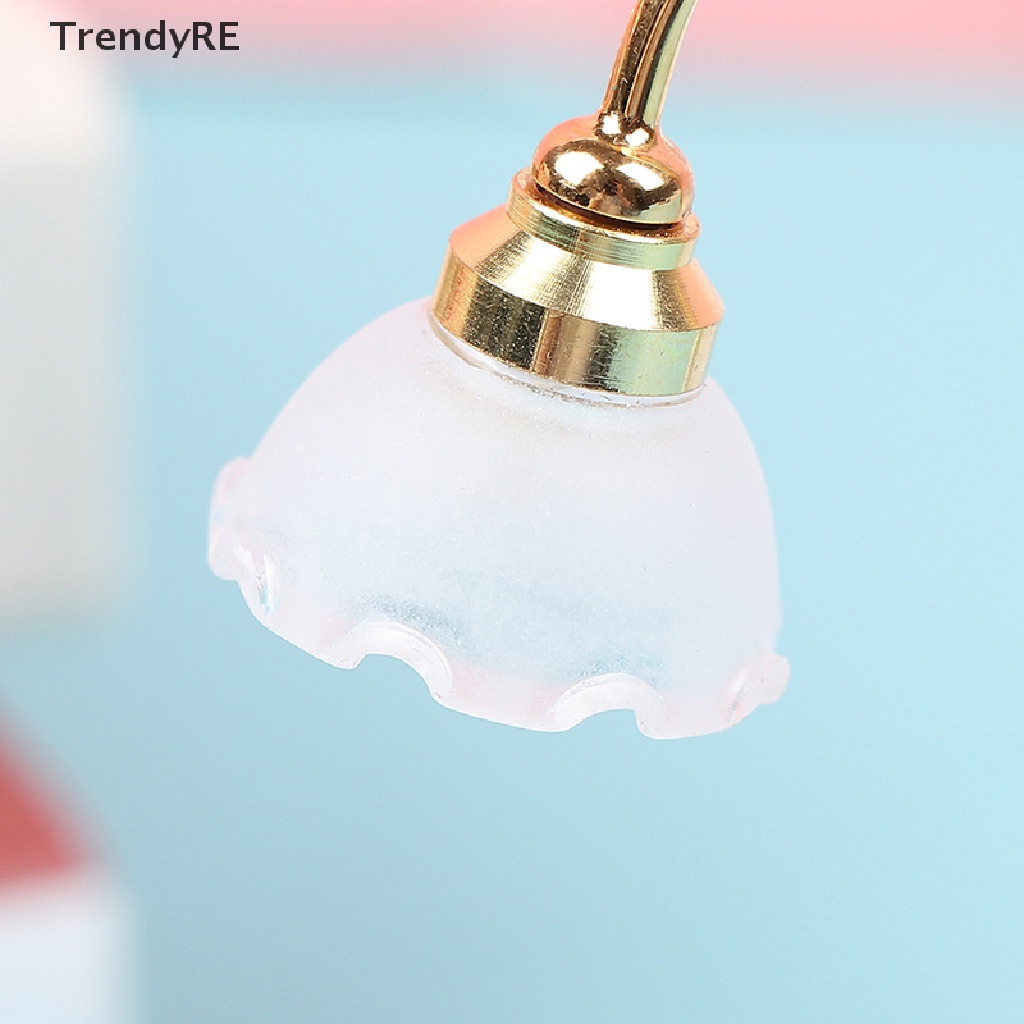 Trendy 1:12 Dollhouse Miniature Flower Cover Floor Lamp LED Battery Light Furniture Toy RE