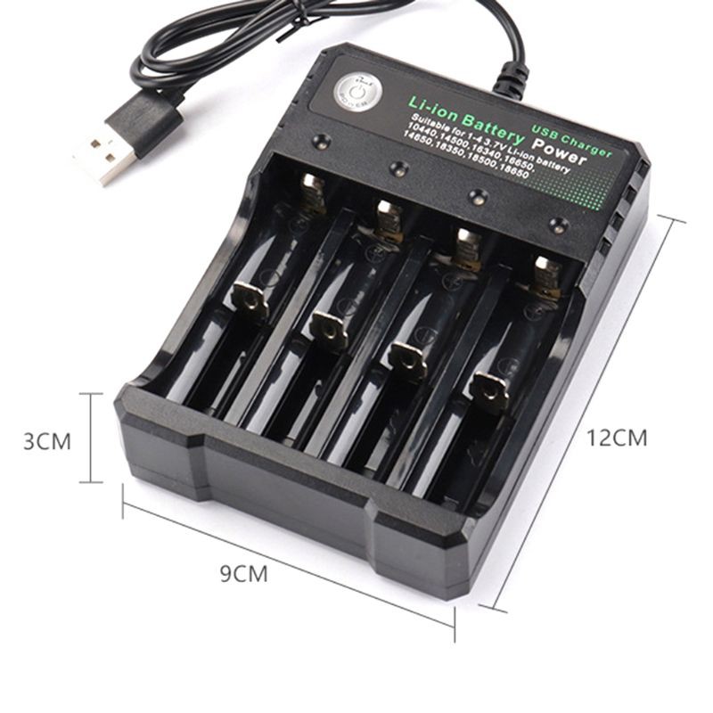 Bộ sạc 4 cổng USB 3.7V 18650 16340 14500 thiết kế chuyên dụng