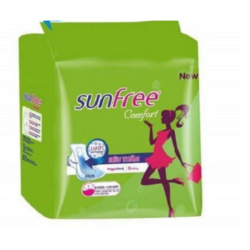 Băng vệ sinh Sunfree có cánh (gói 8 miếng)