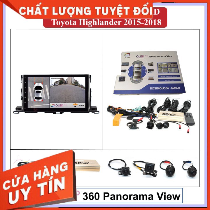 CAMERA 360 OLED Pro AHD cho xe TOYOTA HIGHLANDER 2015-2018 - Tặng 1xCam Lùi Siêu Nét ,1x vorcher của shop - Tặng 1xCam L