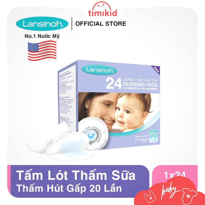 [CHÍNH HÃNG] Tấm lót thấm sữa Lansinoh (24 miếng/hộp)