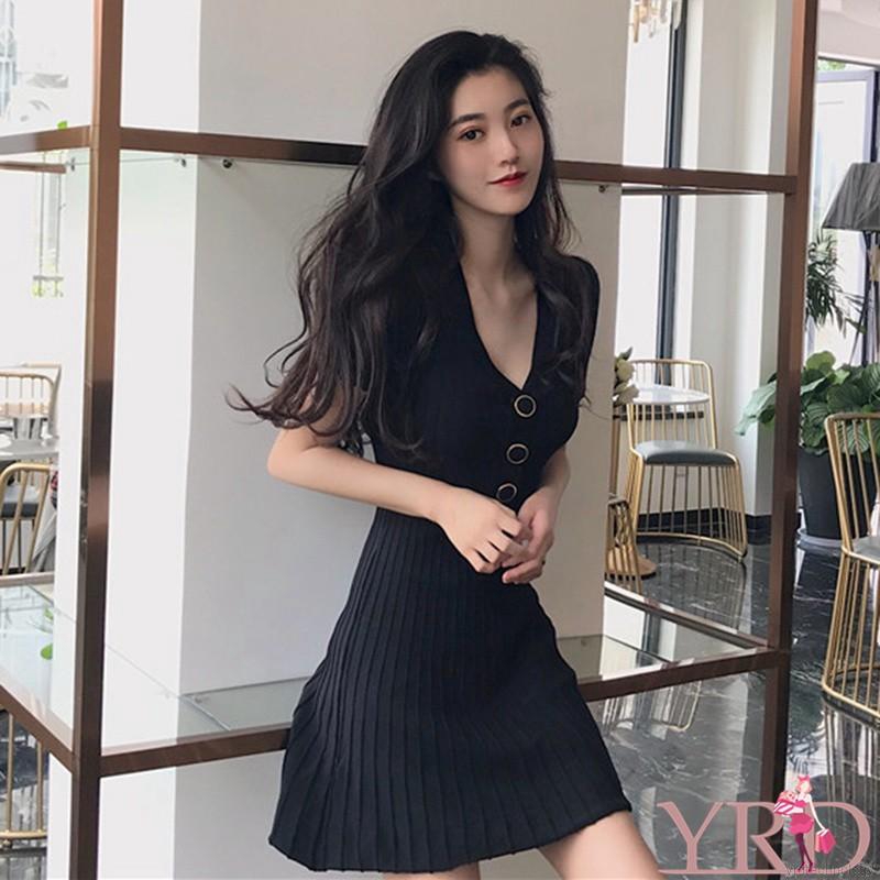 Đầm dệt kim tay ngắn thời trang cho nữ | BigBuy360 - bigbuy360.vn