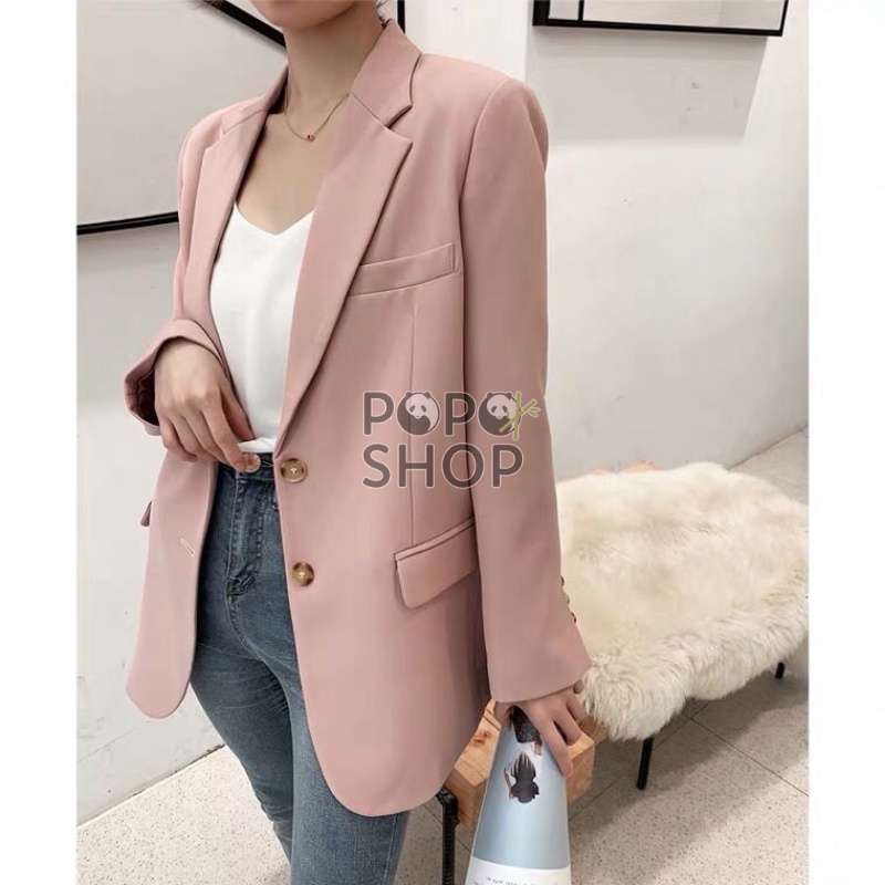 Áo Khoác Blazer Hồng Nữ Thiết Kế 2023 Dáng Rộng Thời Trang Phong Cách Hàn Quốc