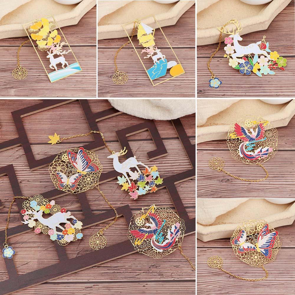 Layor1 Thẻ Đánh Dấu Trang Sách Bằng Đồng Thau Mặt Dây Tua Rua Cho Học Sinh