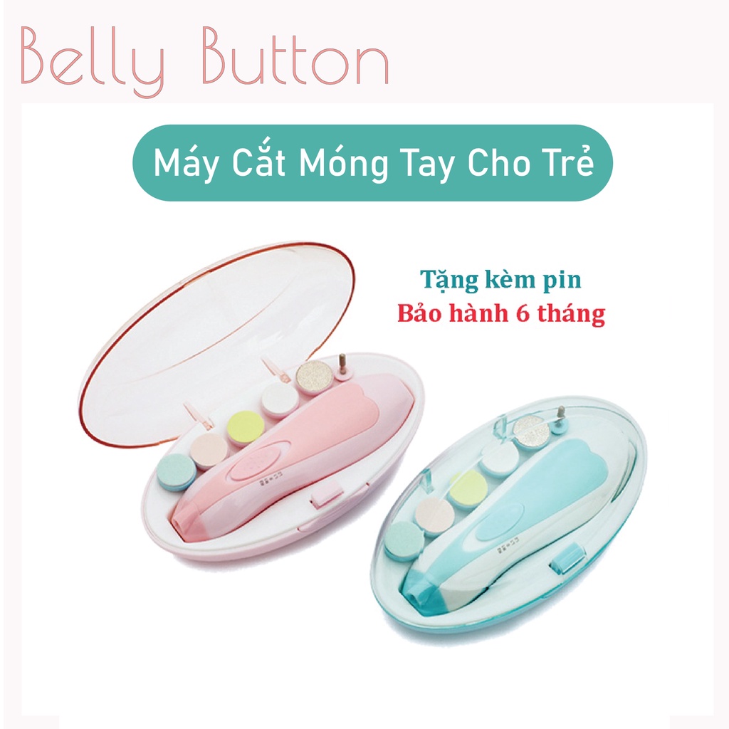Máy cắt bấm móng tay Belly Button cho bé, đồ dũa mài móng tay cho trẻ sơ sinh không cảm giác đau có 5 đầu cắt và kèm pin