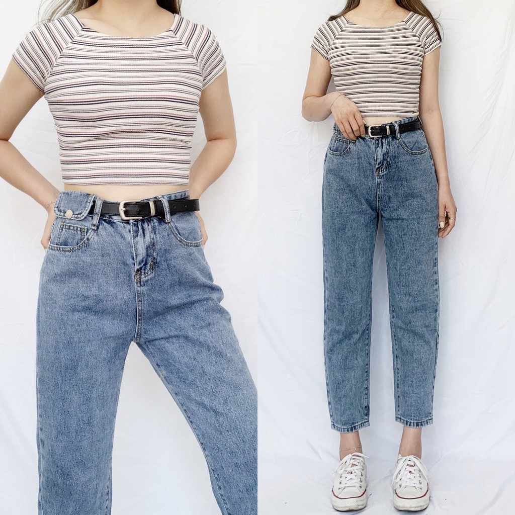 Quần nữ Quần Baggy Jeans Q1768ti cạp cao ống suông