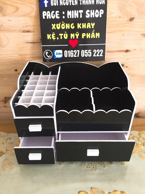 Kệ mỹ phẩm lượn sóng màu đen full ô son