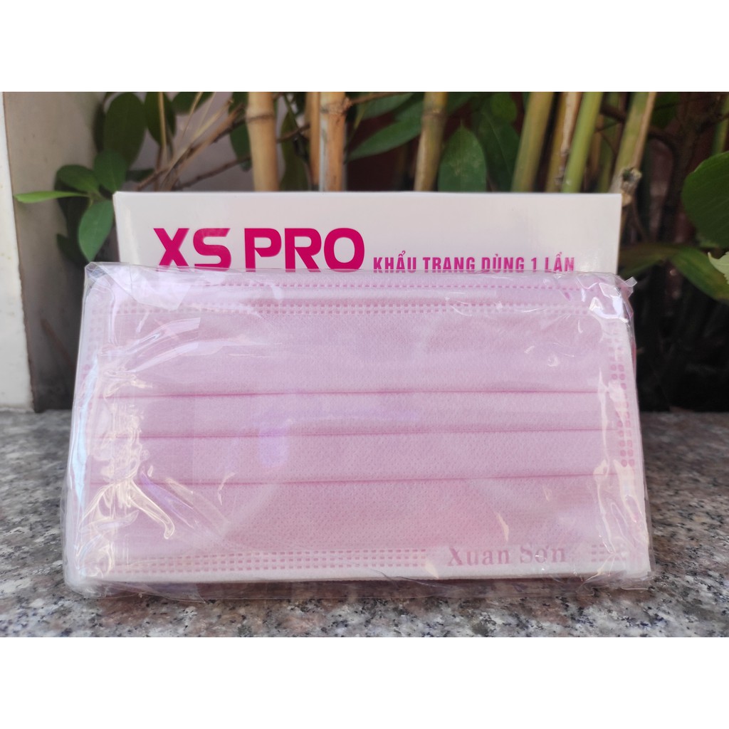 Hộp 50 Khẩu Trang Y Tế Màu Hồng XS PRO 4 Lớp
