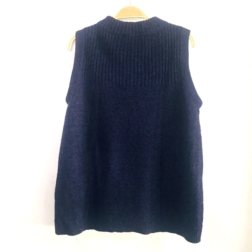 Áo gile len xanh navi, vặn thừng - 2 hand Nhật