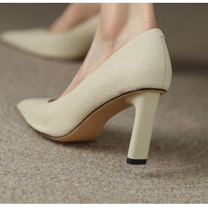 Giày Cao Gót 6CM Da Mềm Mũi Nhọn Màu Cam Cho Nữ