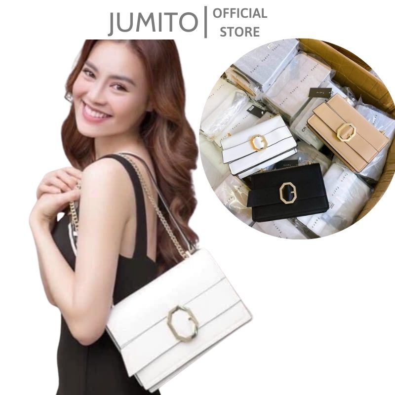 Túi xách nữ đeo chéo đeo vai khuy tròn dây xích sang trọng JUMITO SA1565