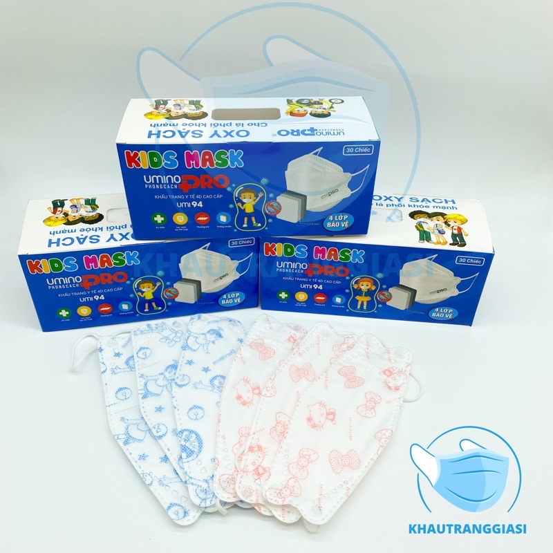 Khẩu trang Kf94 cho bé Oxy sạch Umino hộp 30 chiếc