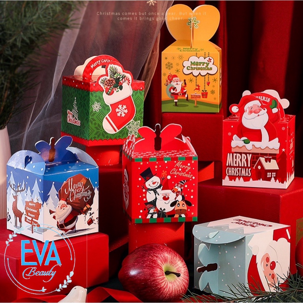 Hộp Đựng Quà Giáng Sinh / Hộp Quà Quai Xách Hoạ Tiết  Đựng Quà Noel Nhiều Mẫu M3059