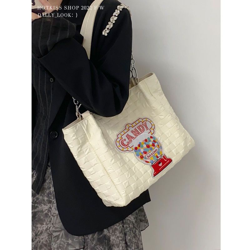 [Hàng Có Sẵn] Túi Tote Đeo Vai Sức Chứa Lớn Thêu Họa Tiết Cao Cấp Mùa Hè Dành Cho Nữ