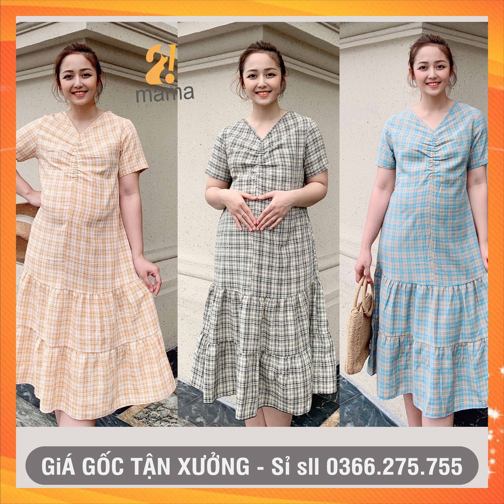 Đầm bầu dự tiệc 2MAMA dáng suông đuôi cá chun ngực V71