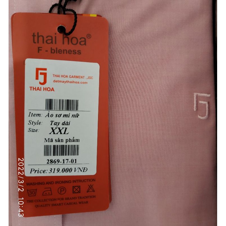 Áo Thái Hòa vải sợi tre co giãn màu hồng nhã nhặn 2869 9020