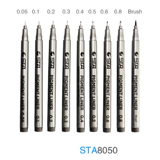 Bộ Bút vẽ nét mỹ thuật KHÁNG NƯỚC  STA 9 cây