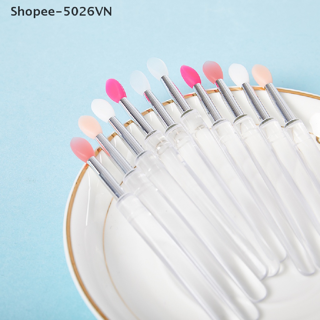 Set 2 Cọ Tô Son Bóng Bằng Silicone Kèm Nắp Đậy Chống Bụi