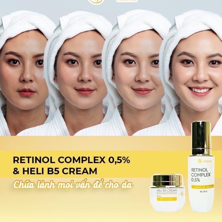 Bộ Tái Sinh Retinol Complex Huyền Phi, Kem Phục Hồi Heli B5 Cream Dưỡng Da Tái Tạo