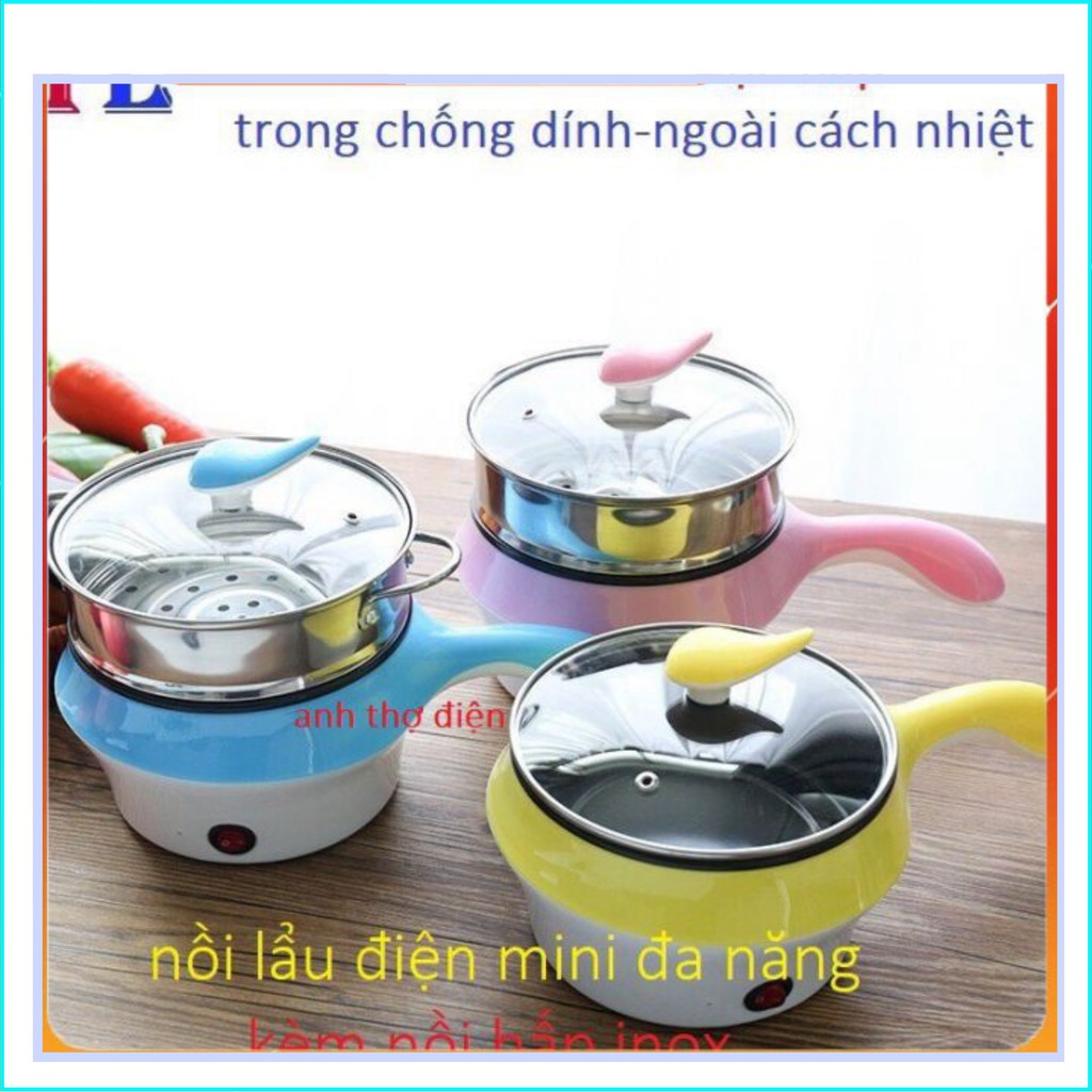 NỒI LẨU- CA NẤU MÌ 2 TẦNG MINI ĐA NĂNG, CHIÊN, HẤP, LẨU, RÁN SIÊU TIỆN LỢI