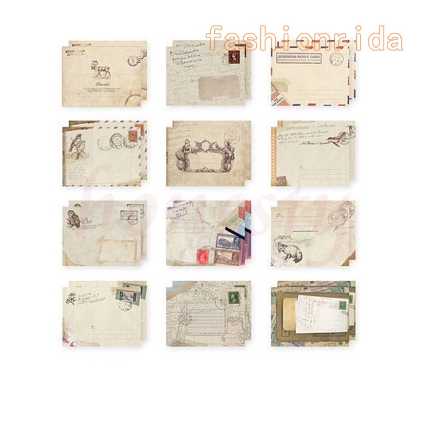 12 tờ bìa thư bằng giấy kiểu cổ điển dùng cho trang trí và làm quà tặng