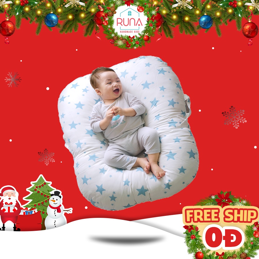 Gối chống trào ngược dạ dày cao cấp cho bé RUNA KIDS cotton Hàn đẹp họa tiết dễ thương an toàn cho bé size lớn 65x70cm