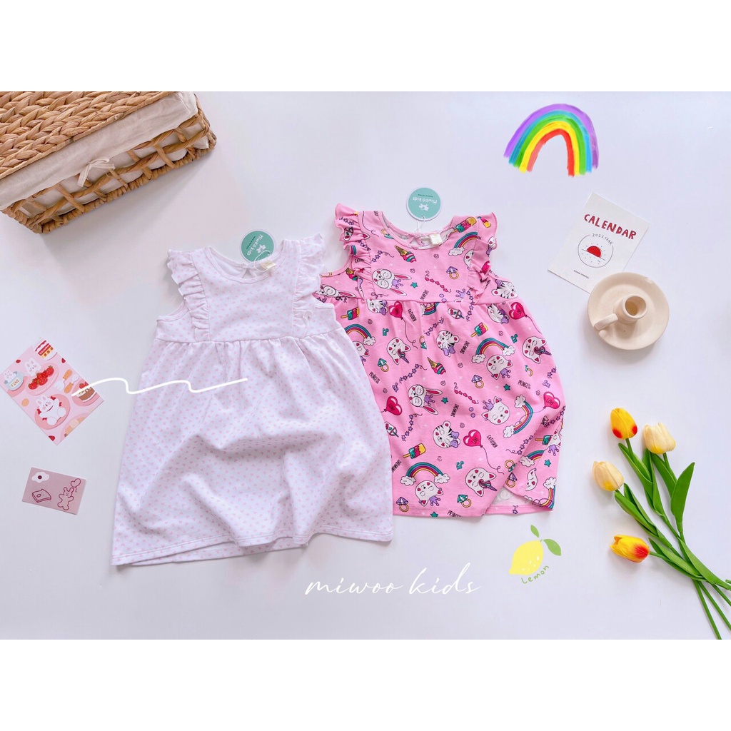 Váy cotton bozip bé gái Miwoo Kids.