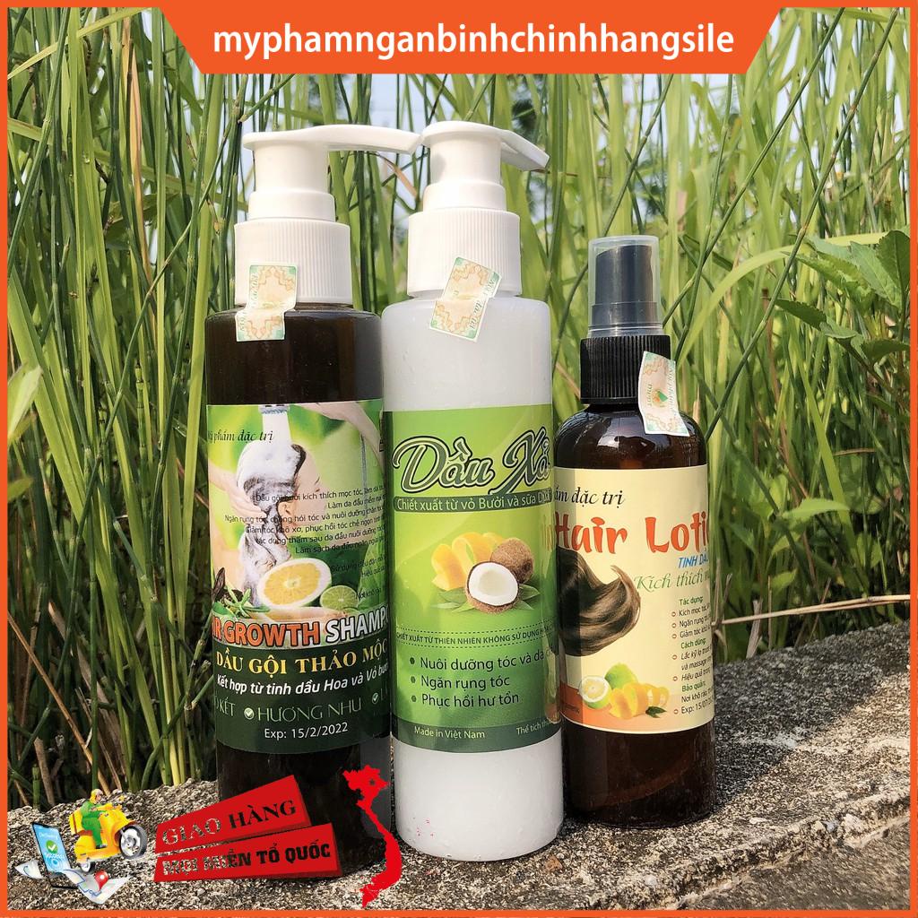 [Tặng mũ chụp tóc ] Combo 3 sản phẩm (Tinh dầu bưởi +Dầu gội bưởi +Dầu xả dừa)Kích mọc tóc dày, giảm rụng tóc hói đầu.