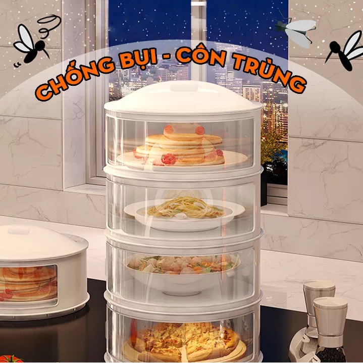 [HÀNG CAO CẤP] Lồng bàn giữ nhiệt 5 tầng - Khay Hộp Đậy Thức Ăn 5 Tầng - Giữ ấm thức ăn - Chống Bụi và côn trùng