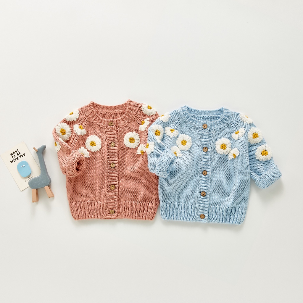 Áo Khoác Cardigan Tay Dài Thêu Họa Tiết Hoa Cúc Phong Cách Âu Mỹ Thời Trang Cho Bé 0094