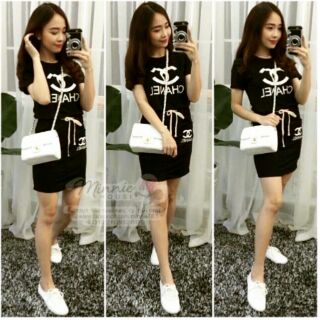 Đầm body phối dây rút eo