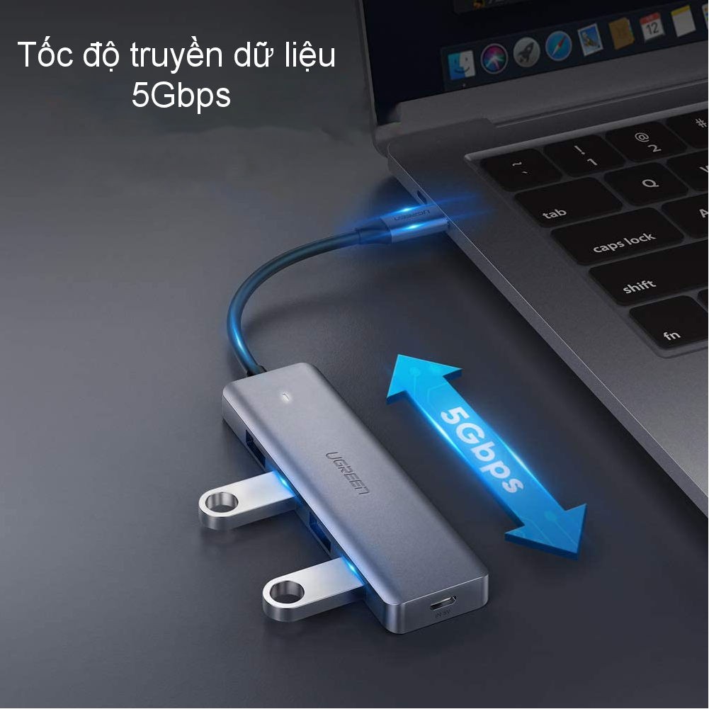 [CHÍNH HÃNG] Hub USB type C sang 4 cổng USB 3.0 hỗ trợ cổng nguồn Micro USB 5V UGREEN